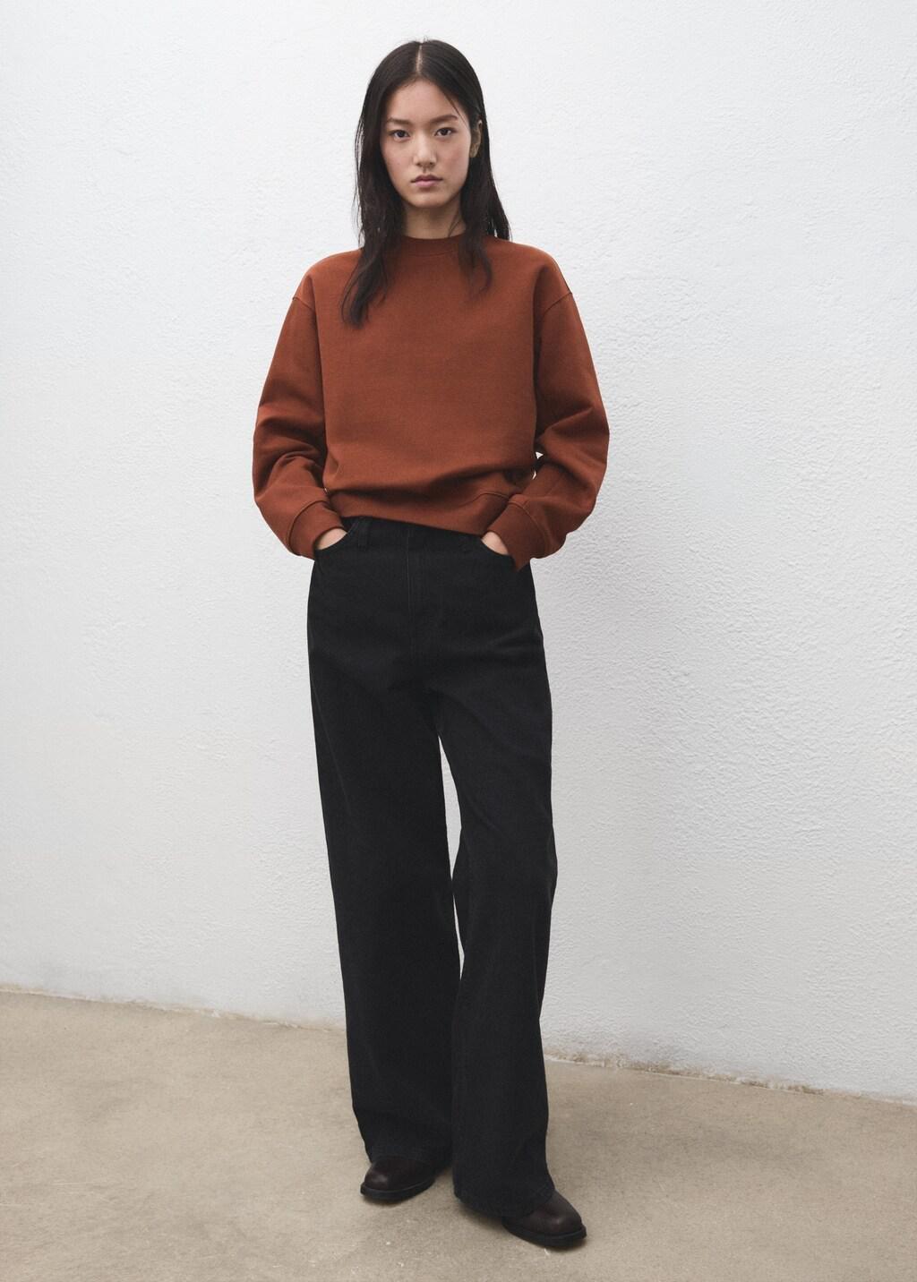 Brown Plain Cotton Sweatshirt, Rust - Copper, large image number 0