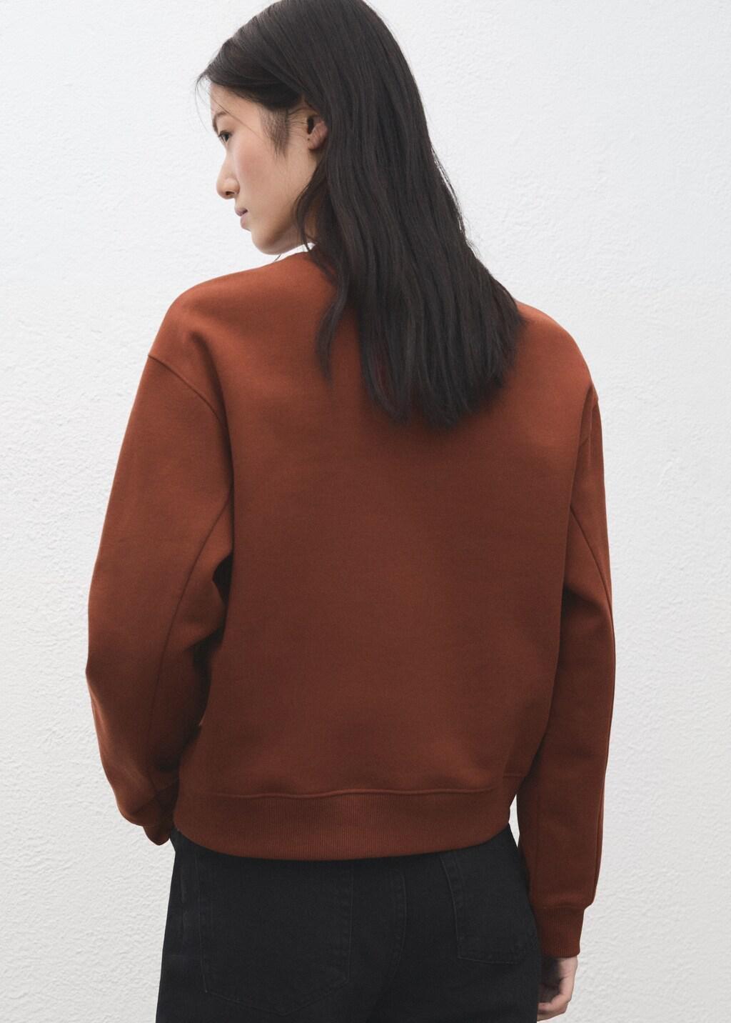 Brown Plain Cotton Sweatshirt, Rust - Copper, large image number 2