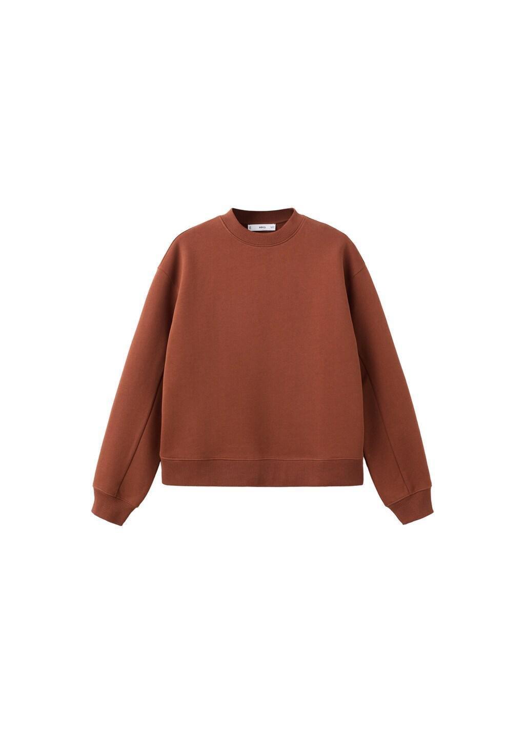 Brown Plain Cotton Sweatshirt, Rust - Copper, large image number 6