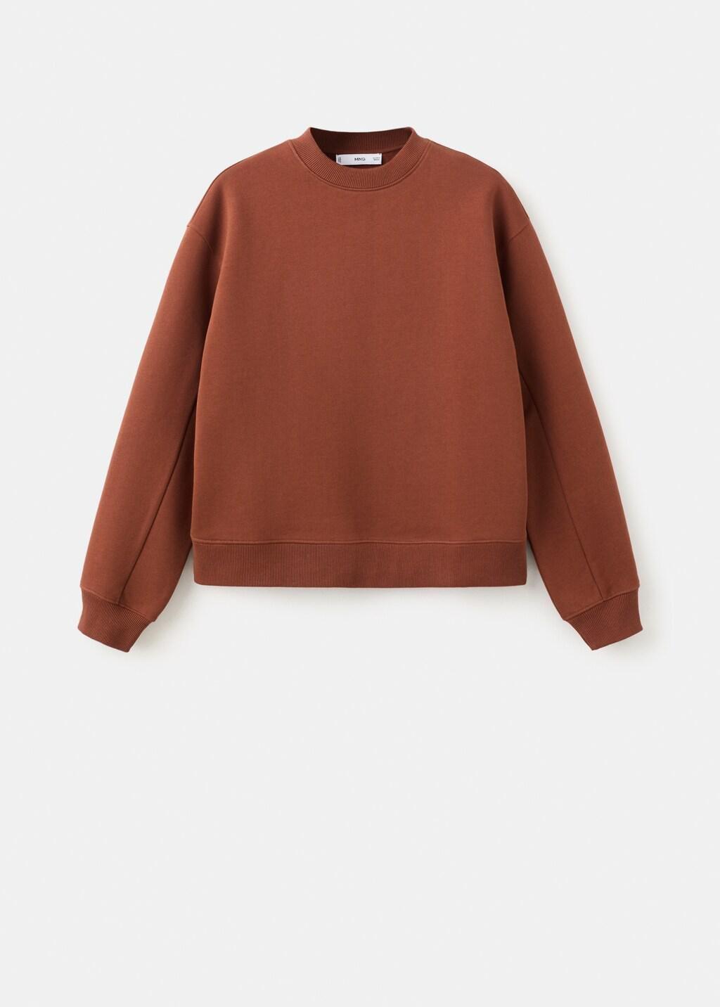 Brown Plain Cotton Sweatshirt, Rust - Copper, large image number 7