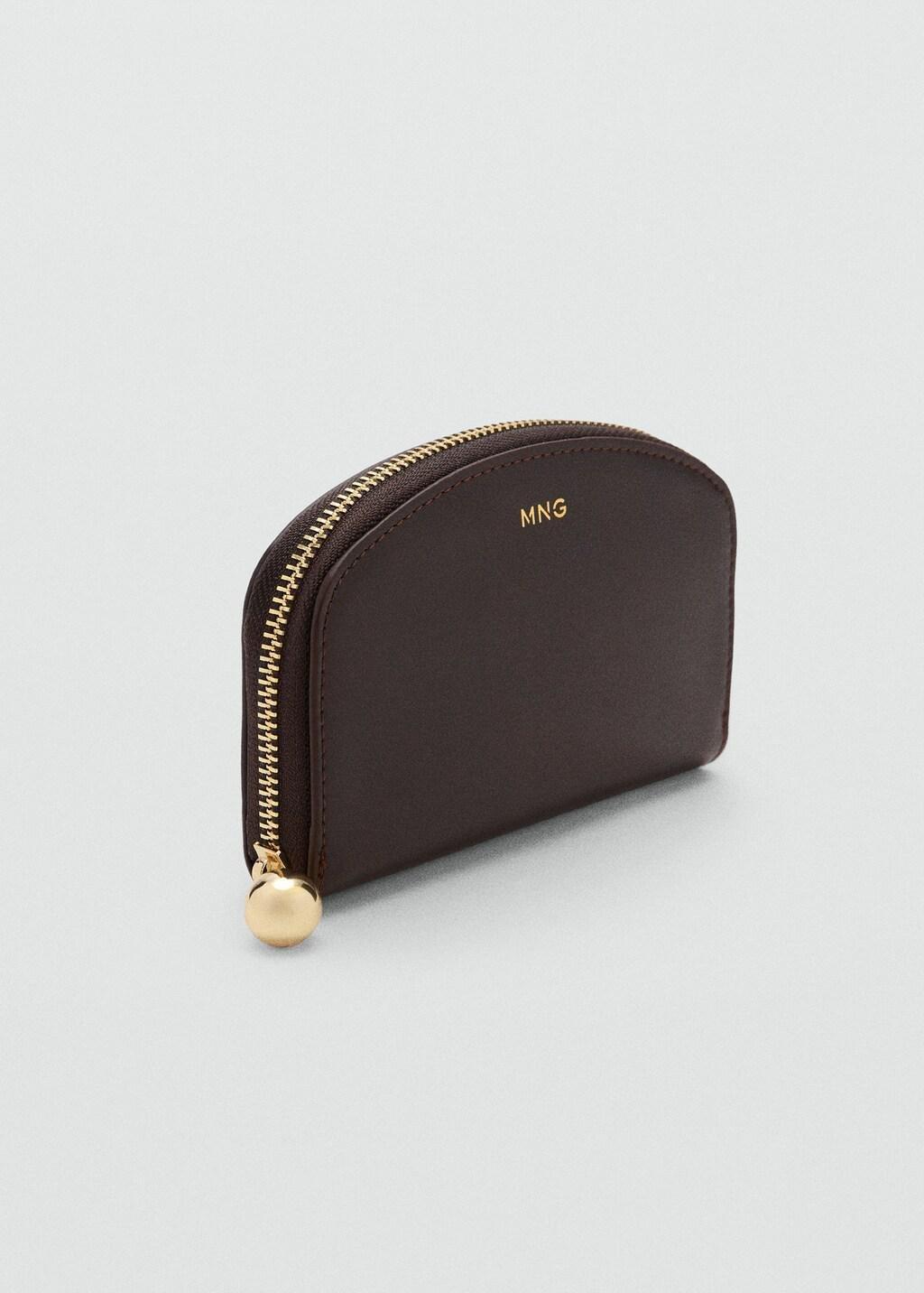 Brown Medium Wallet With Mini-Bead Embellishment, Dark Brown, medium
