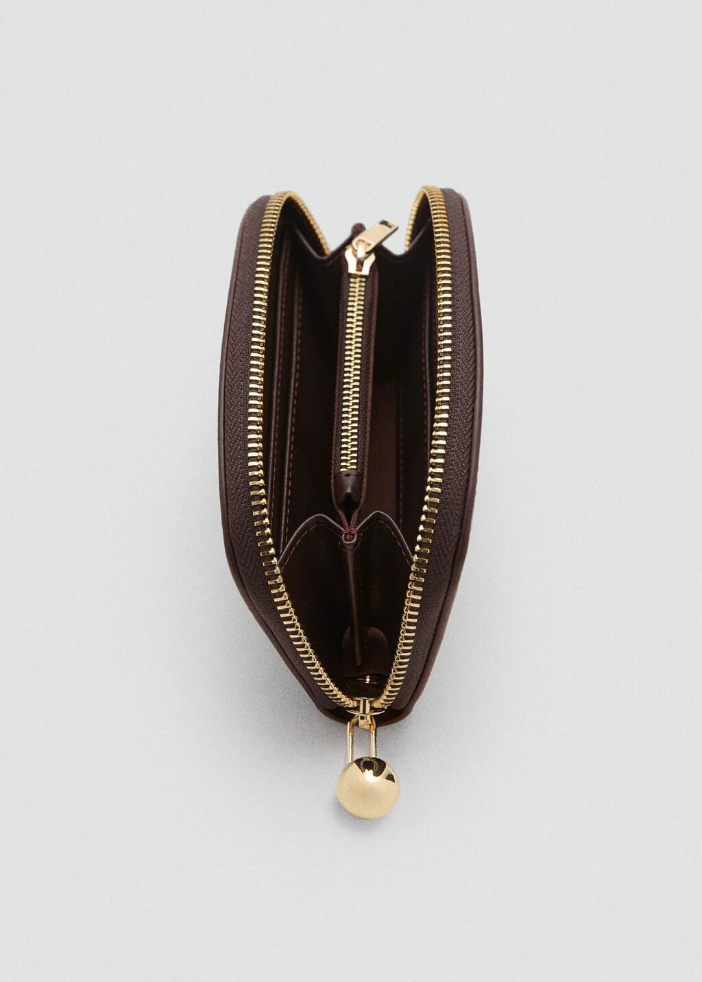 Brown Medium Wallet With Mini-Bead Embellishment, Dark Brown, large image number 1