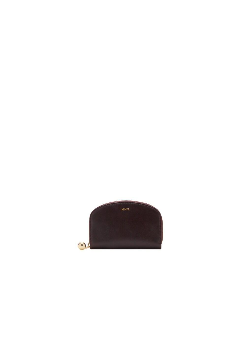 Brown Medium Wallet With Mini-Bead Embellishment, Dark Brown, medium