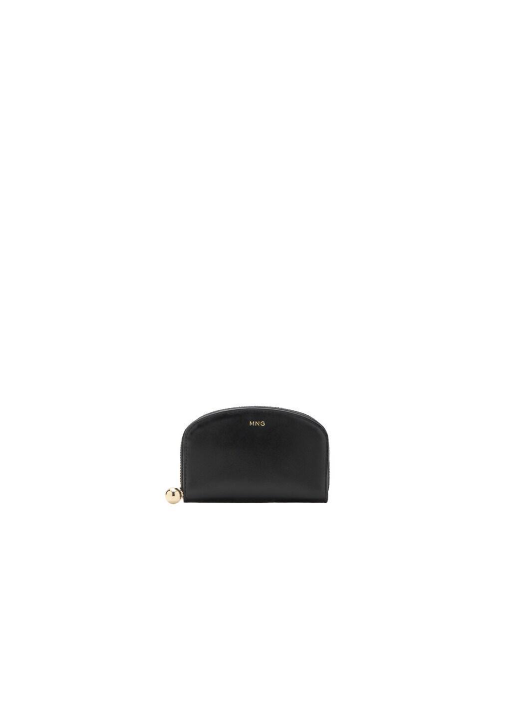 Black Medium Wallet With Mini-Bead Embellishment, Black, large image number 2