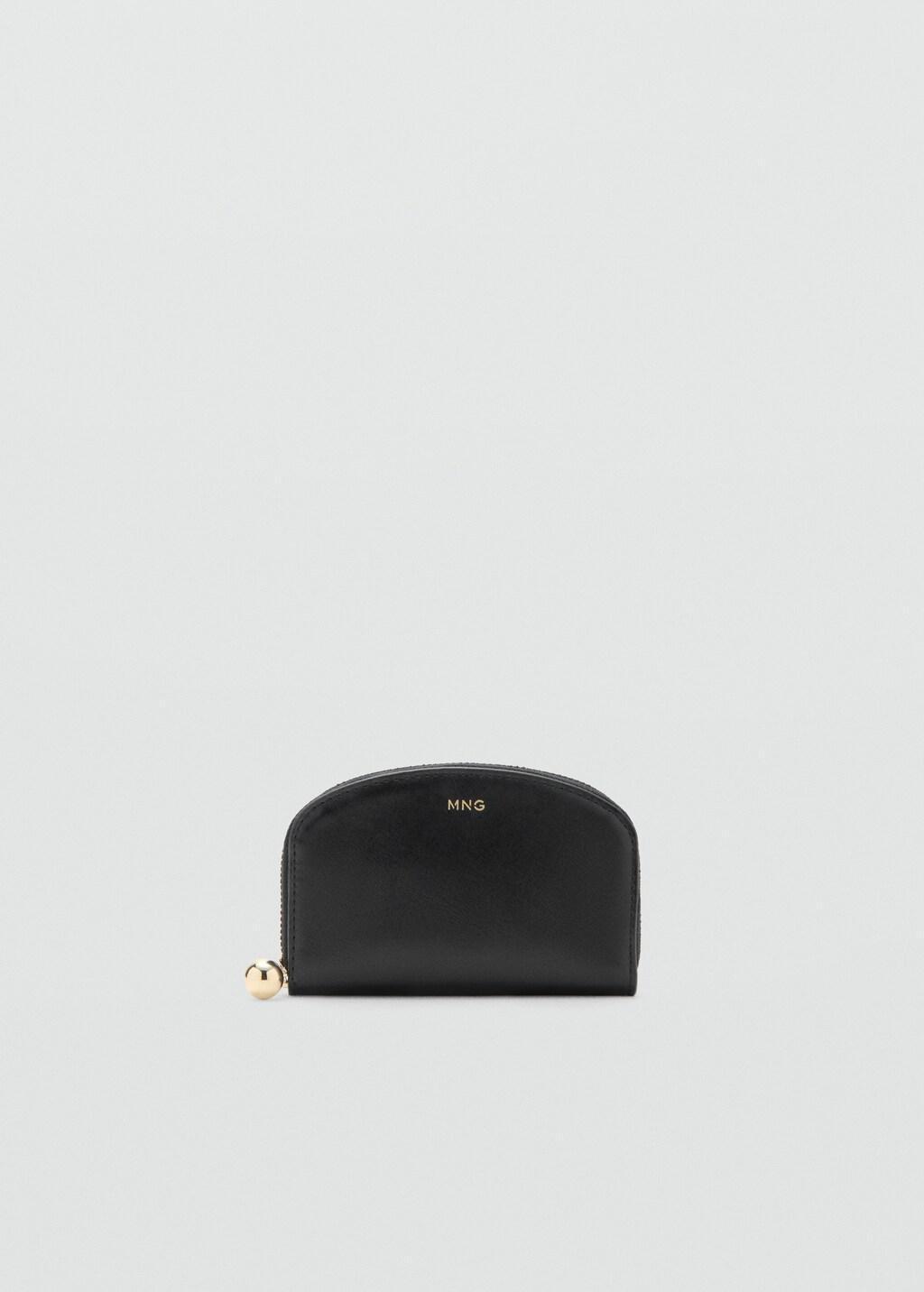 Black Medium Wallet With Mini-Bead Embellishment, Black, large image number 3