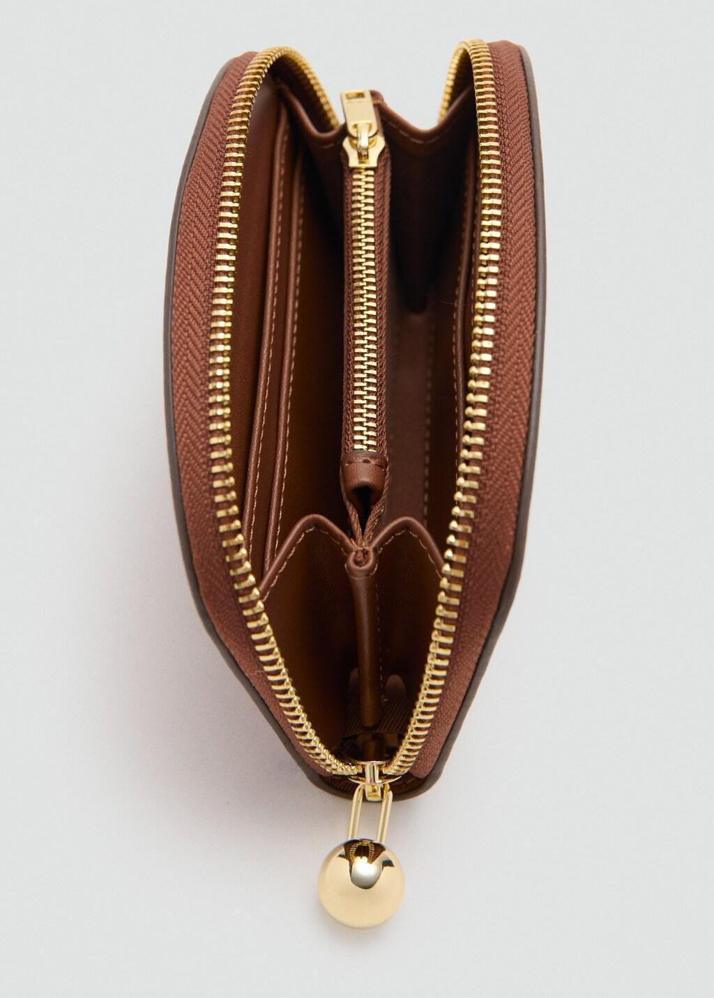 MEDIUM BROWN Medium wallet with mini-bead embellishment, Medium Brown, large image number 1