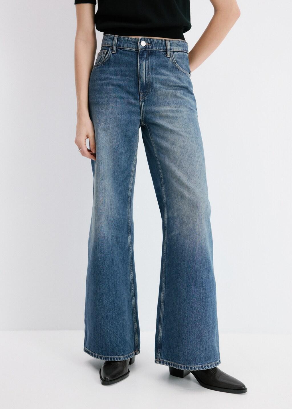 Blue High-Waisted Wide Leg Jeans, Open Blue, large image number 3