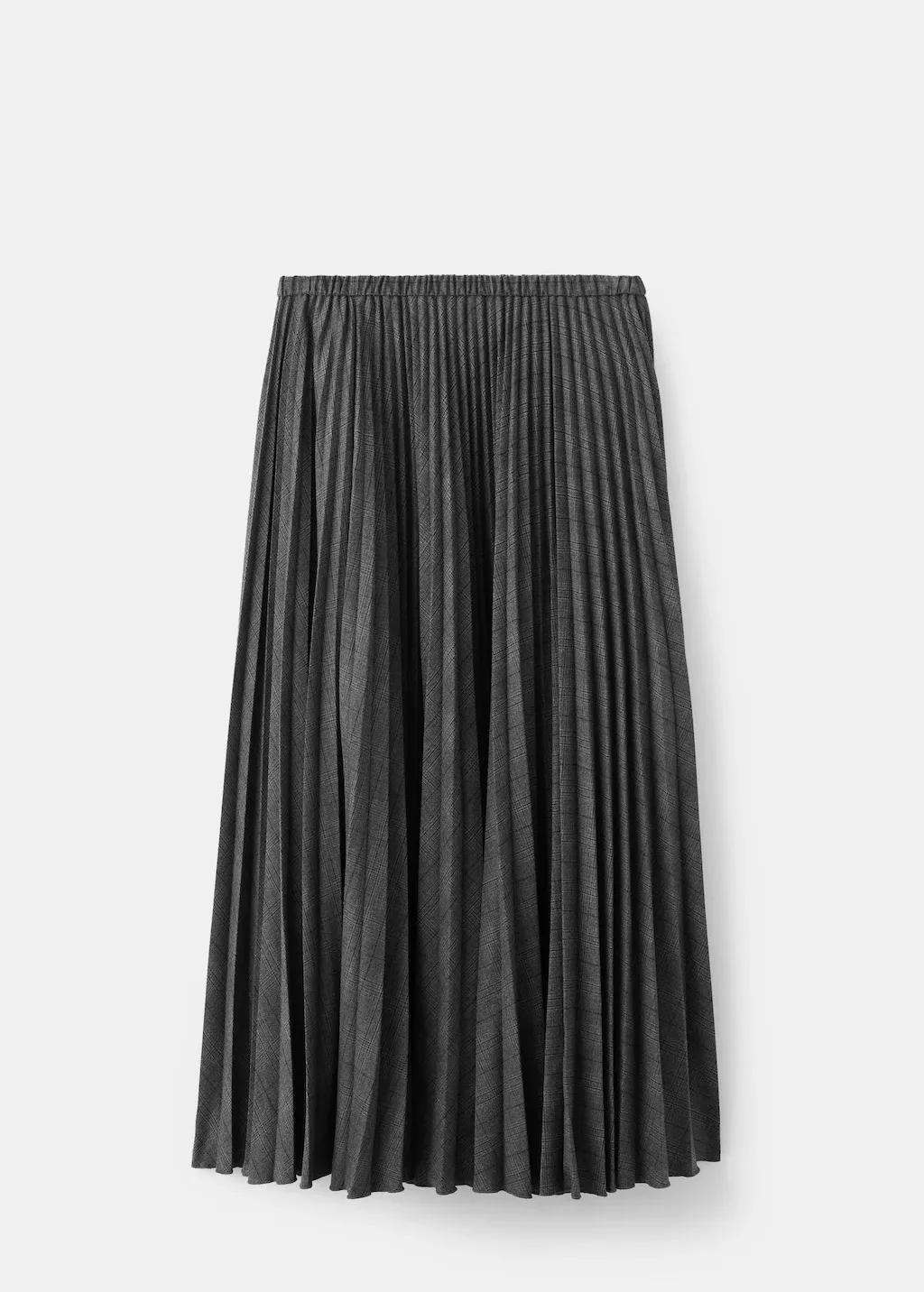 Grey Checked Pleated Skirt, 0201_92, large image number 6