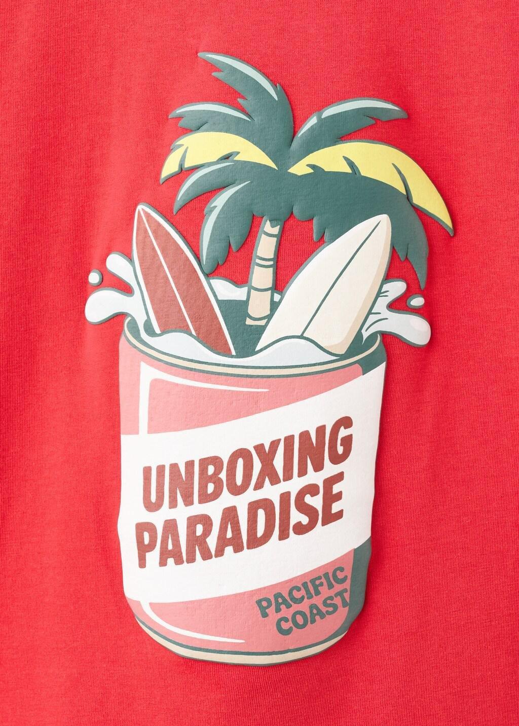 Red Palm Print T-Shirt, Kids Boys, Red, medium