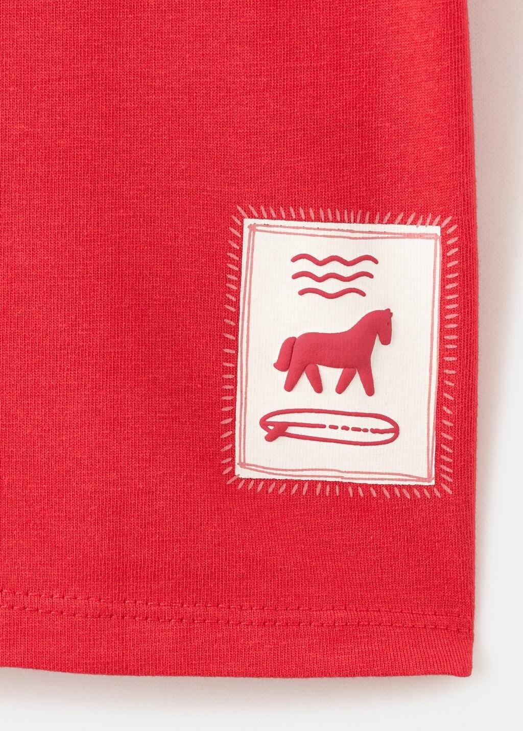 Red Palm Print T-Shirt, Kids Boys, Red, large image number 3