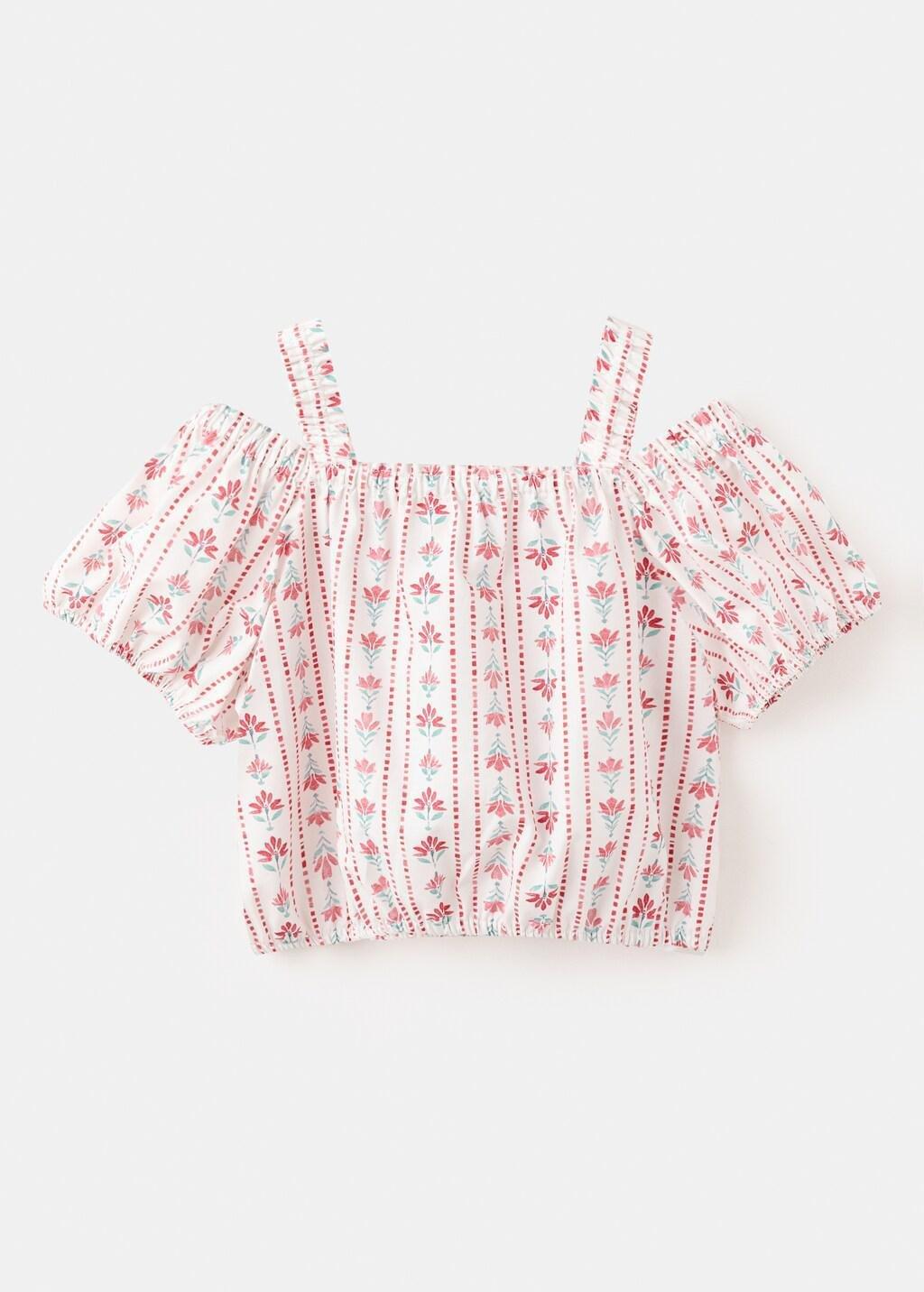 Red Floral Print Blouse, Kids Girls, 0201_70, large image number 2