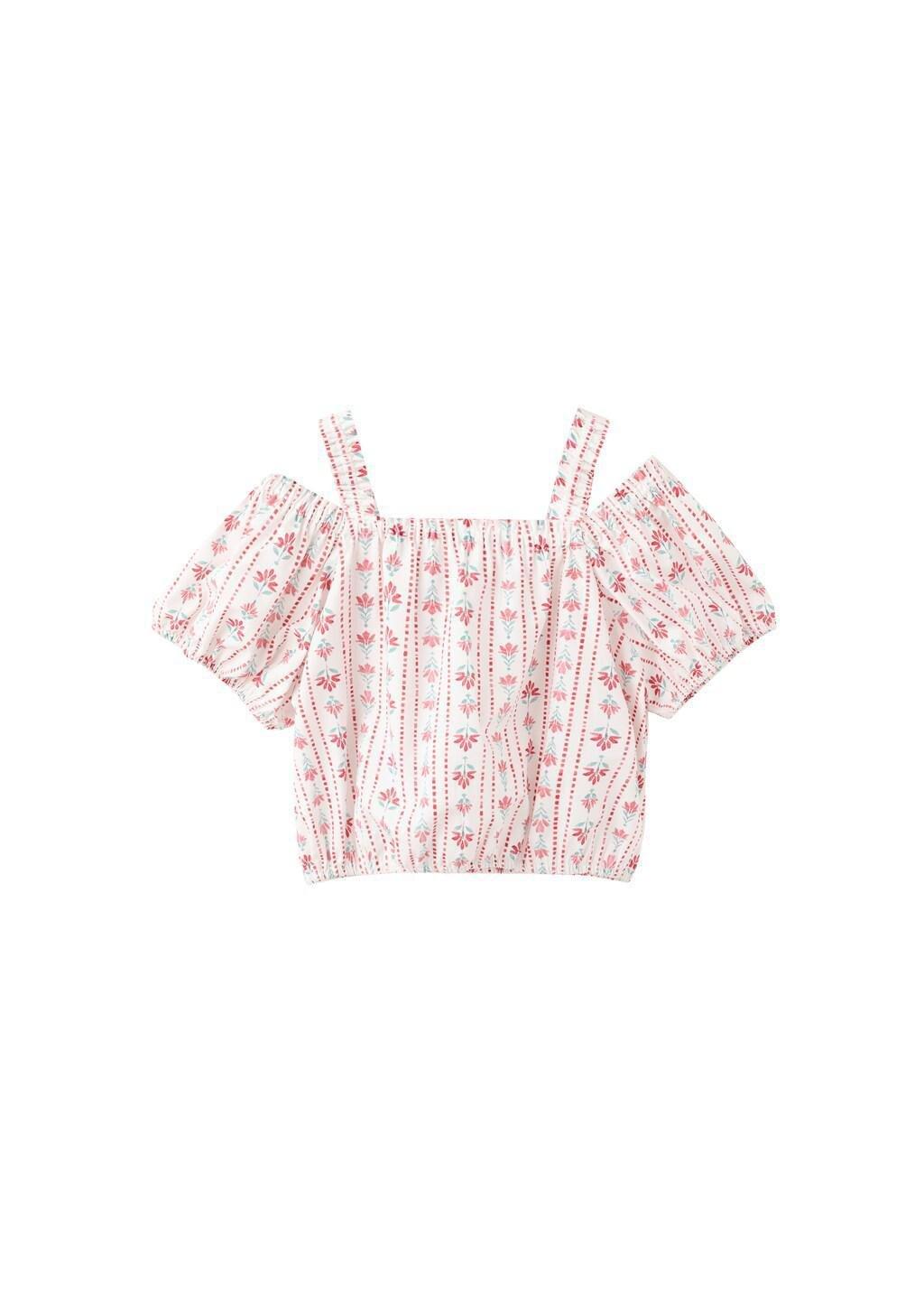 Red Floral Print Blouse, Kids Girls, 0201_70, large image number 5