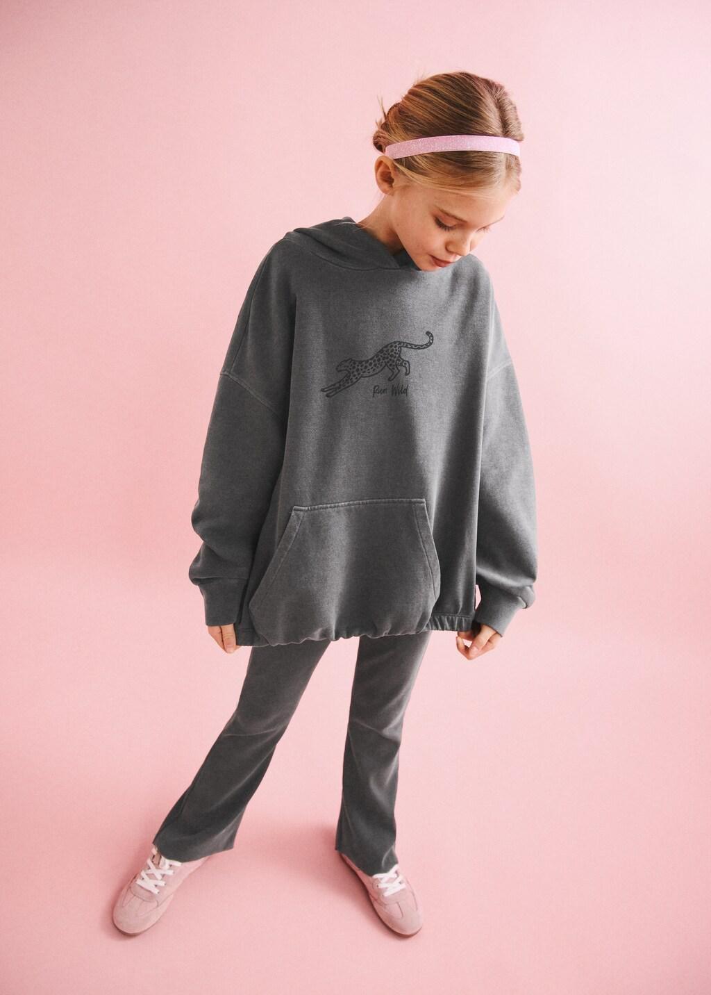 Grey Oversized Printed Sweatshirt, Kids Girl, Charcoal, large image number 3
