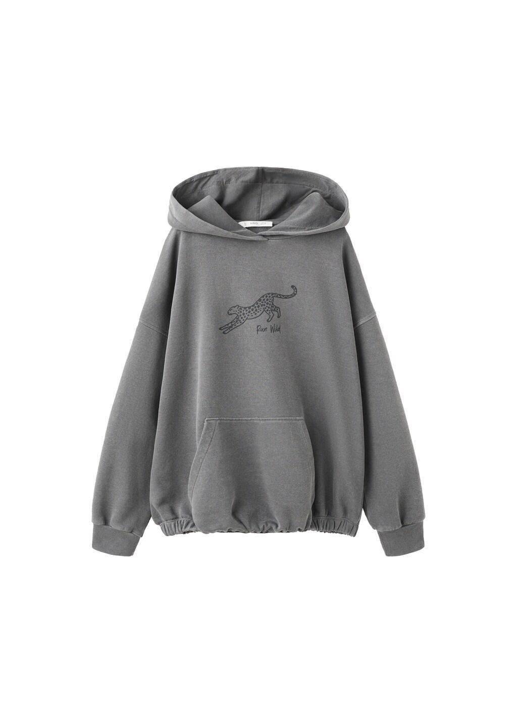 Grey Oversized Printed Sweatshirt, Kids Girl, Charcoal, large image number 5