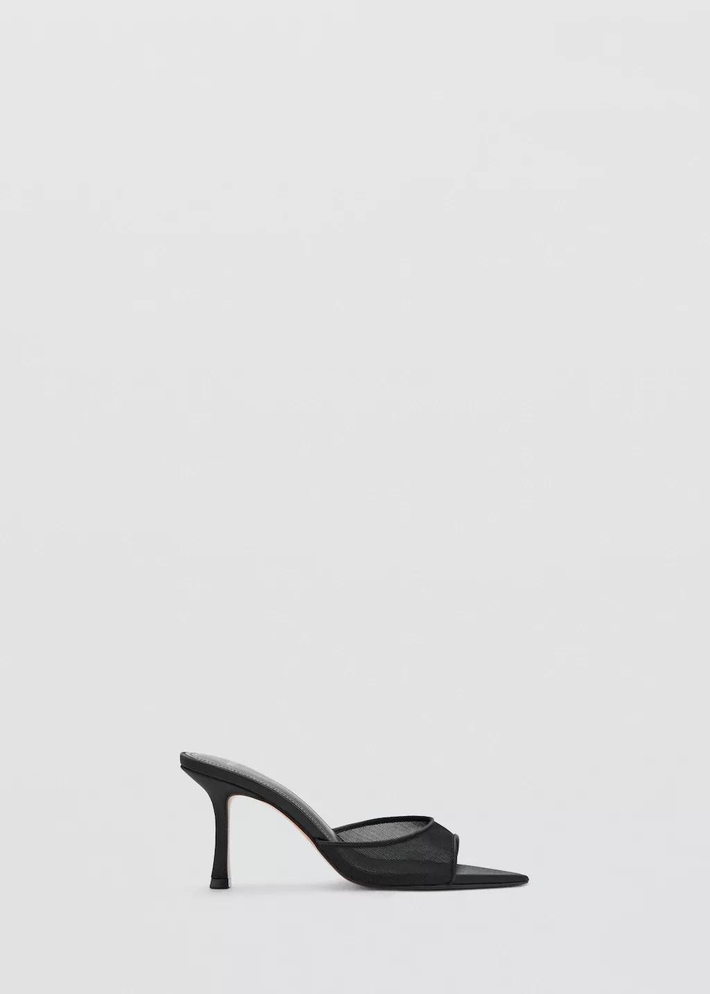 Black Pointed Heel Sandals, Black, large image number 3