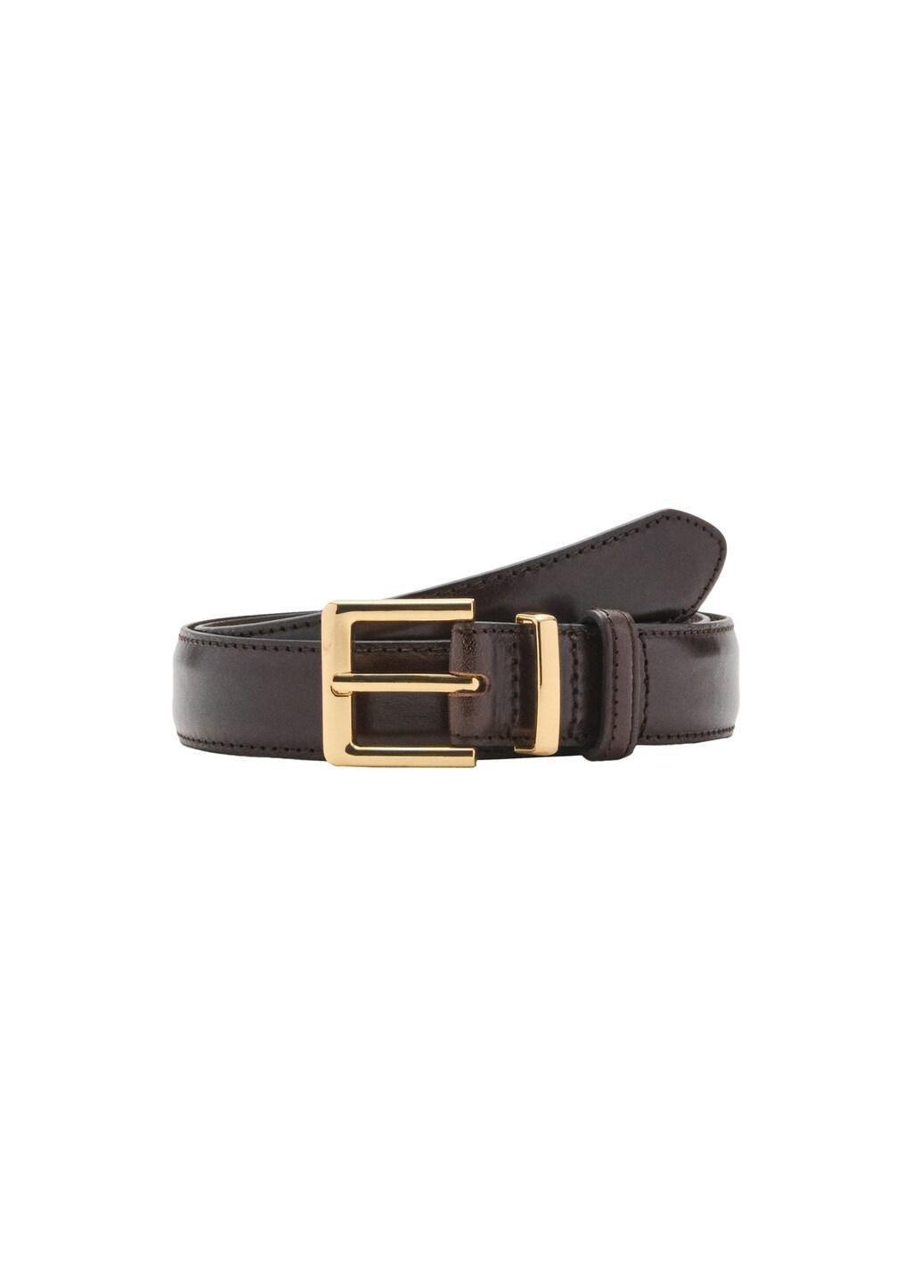 Brown Square Buckle Belt, Dark Brown, large image number 3