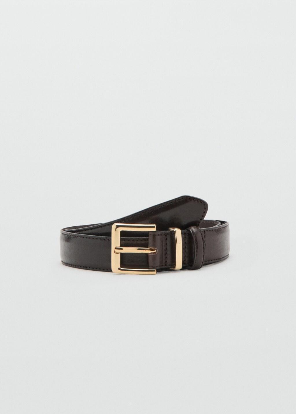 Brown Square Buckle Belt, Dark Brown, large image number 4