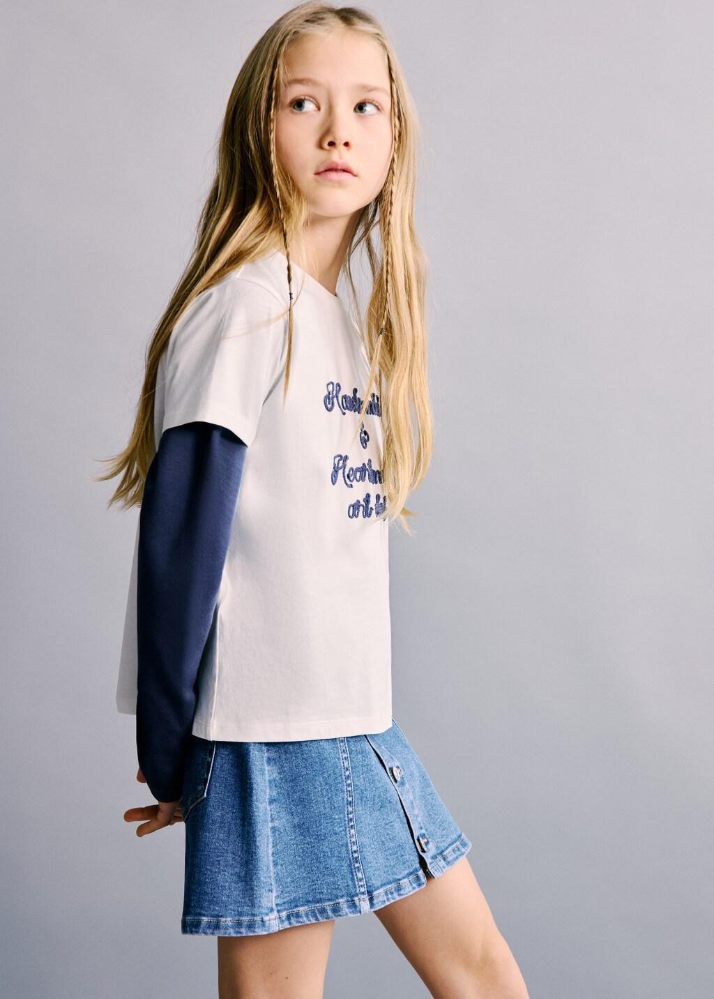 Blue Denim Short Skirt, Kids Girls, Open Blue, large image number 4