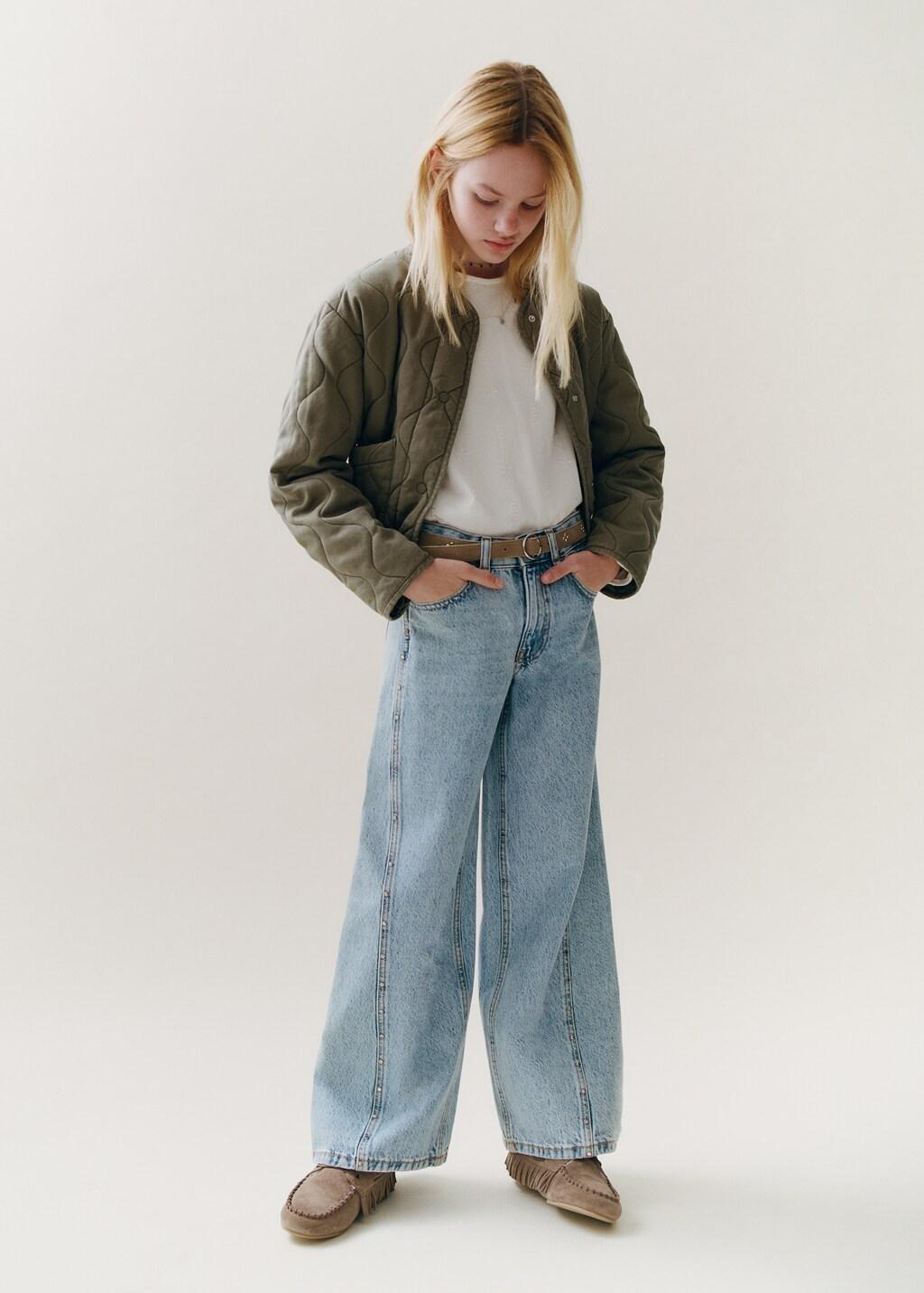 Khaki Padded Lyocell Jacket, Kids Girl, Beige - Khaki, large image number 0