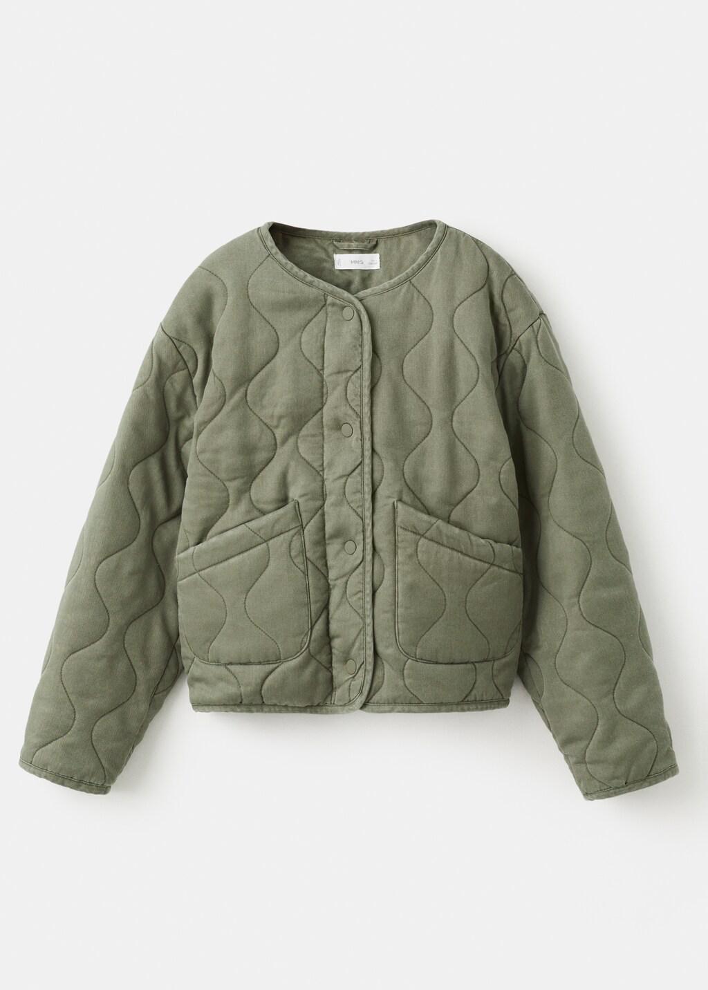 Khaki Padded Lyocell Jacket, Kids Girl, Beige - Khaki, medium