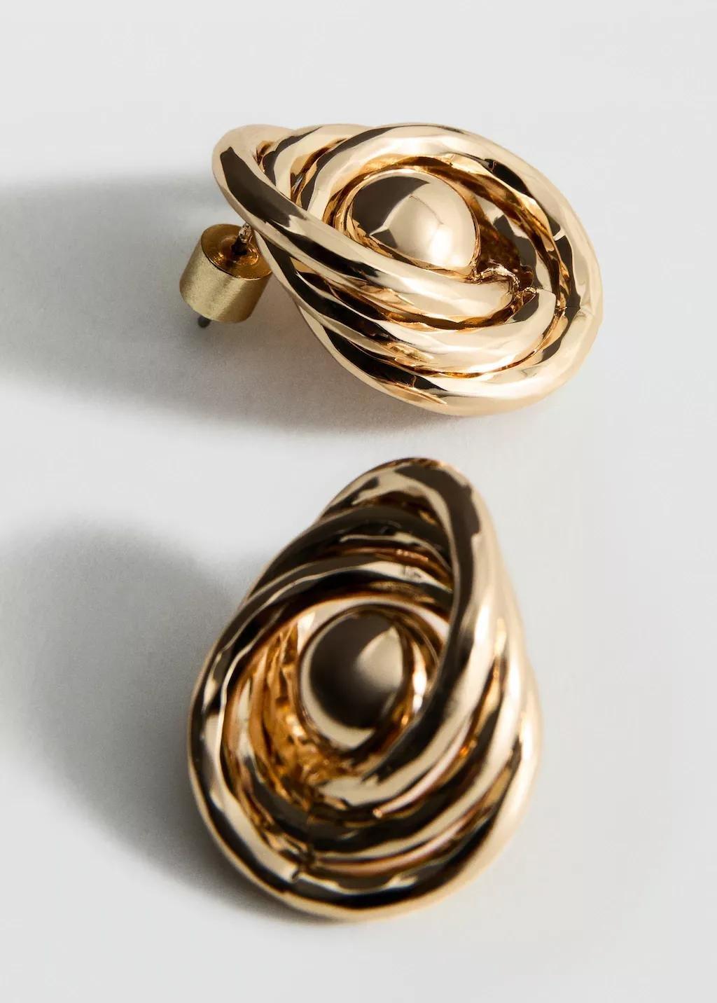 Gold Intertwined Knot Earrings, Gold, large image number 0