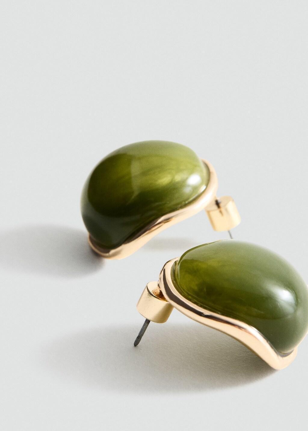 Gold Round Resin Earrings, Gold, medium