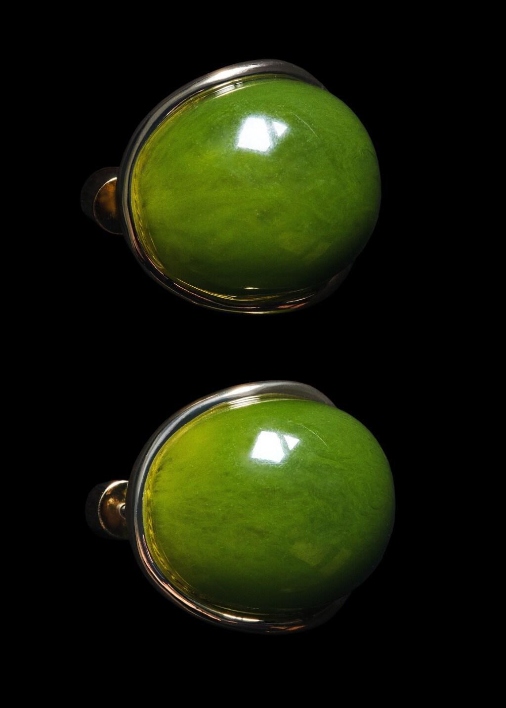 Gold Round Resin Earrings, Gold, large image number 1