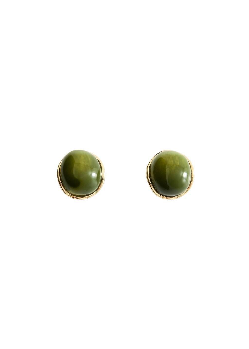 Gold Round Resin Earrings, Gold, medium