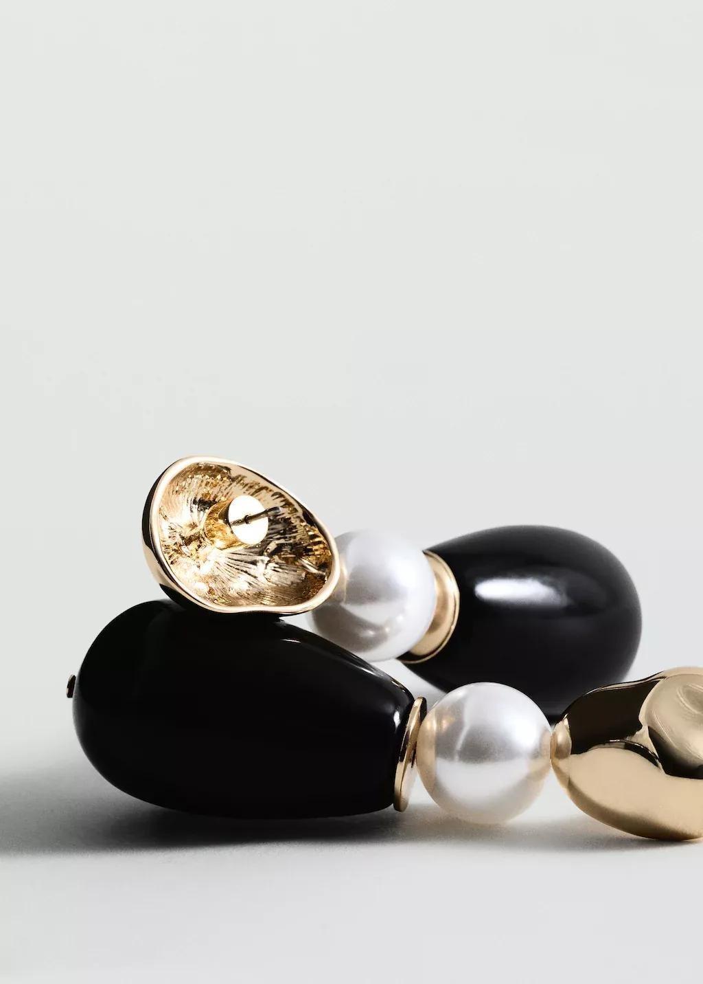 Gold Mixed Pendant Earrings, Gold, large image number 0