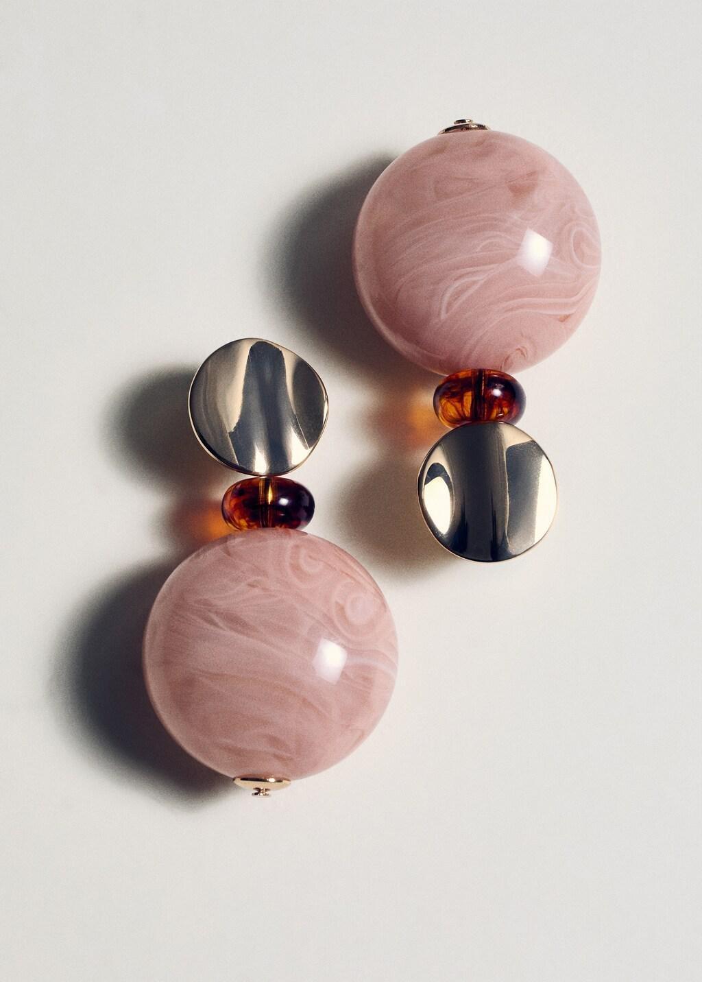 Pink Lt Pastel Combined Bead Earrings, Light-Pastel Pink, medium