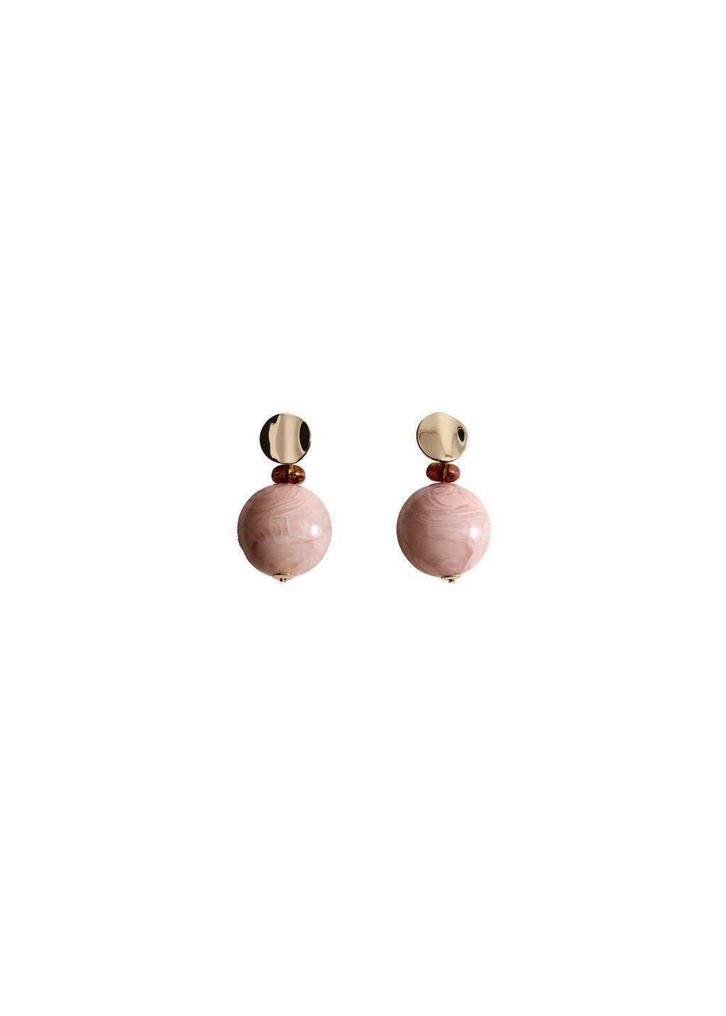 Pink Lt Pastel Combined Bead Earrings, Light-Pastel Pink, large image number 2