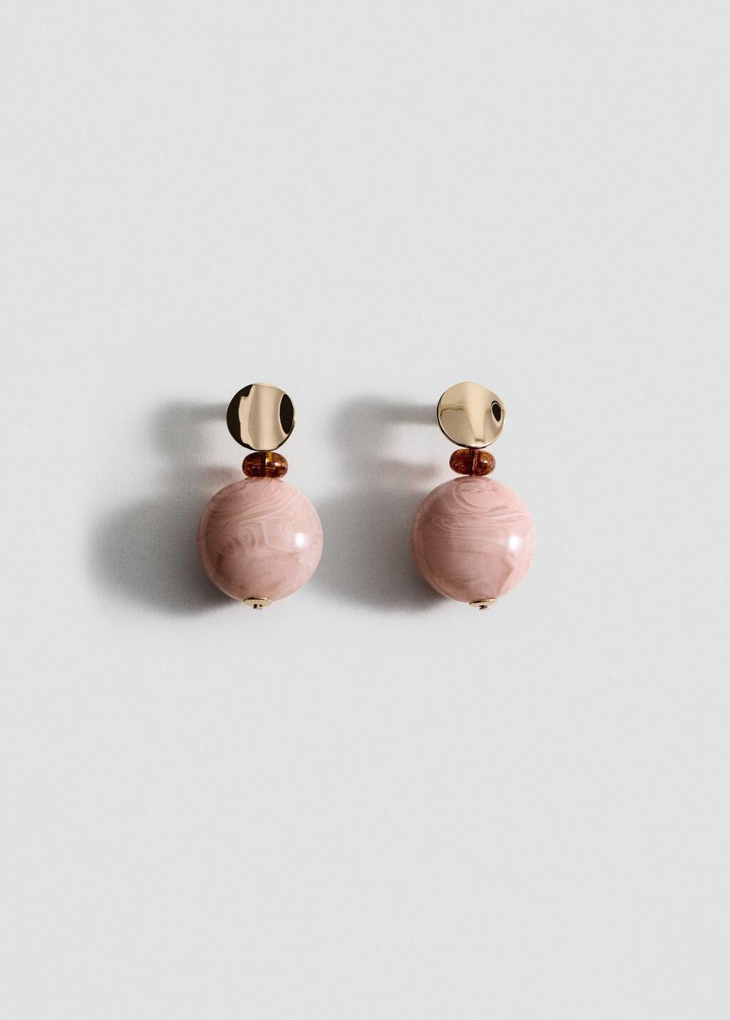 Pink Lt Pastel Combined Bead Earrings, Light-Pastel Pink, large image number 3