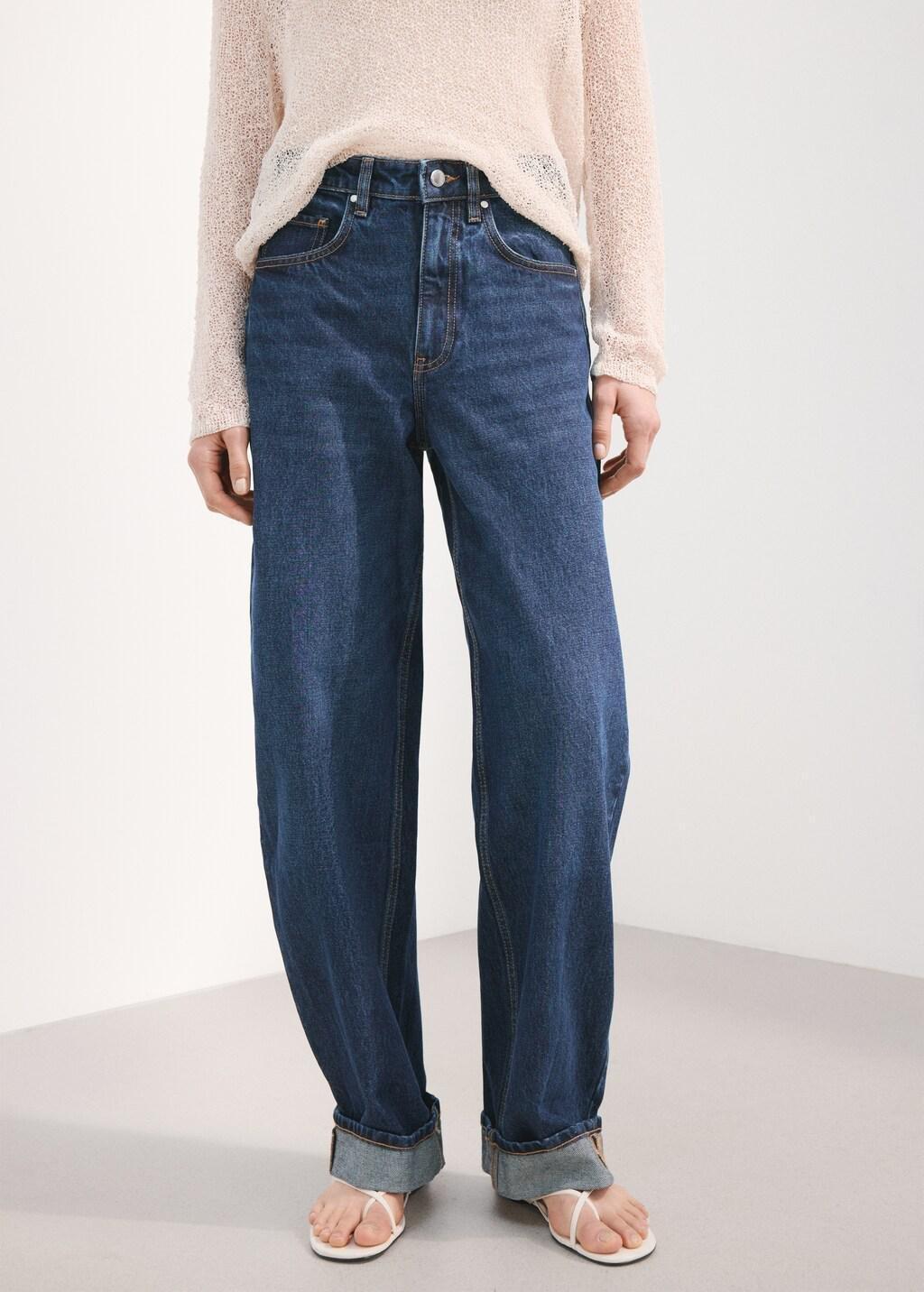 Blue Balloon Jeans With Rolled-Up Hem, Open Blue, large image number 3