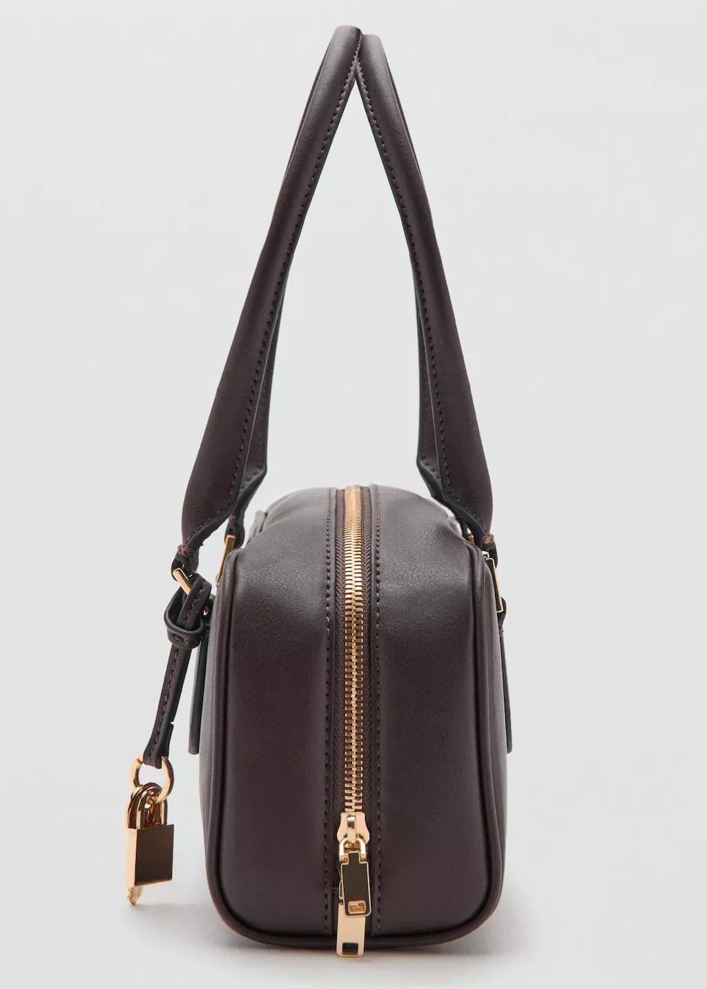 Brown Small Bowling Bag With Charm Detail, Dark Brown, large image number 2