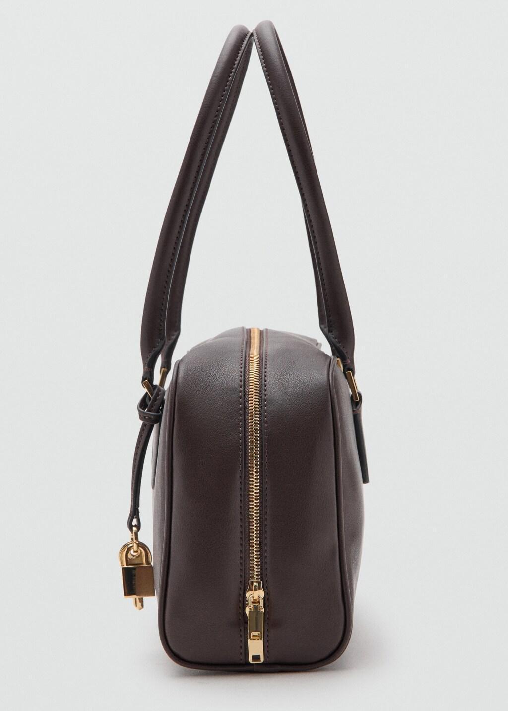 Brown Medium Bowling Bag With Charm Detail, Dark Brown, medium