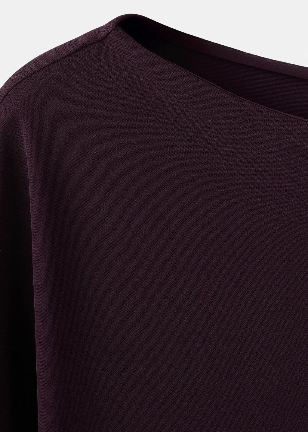 Red Boat-Neck Ruched Dress, Dark Red, large image number 1