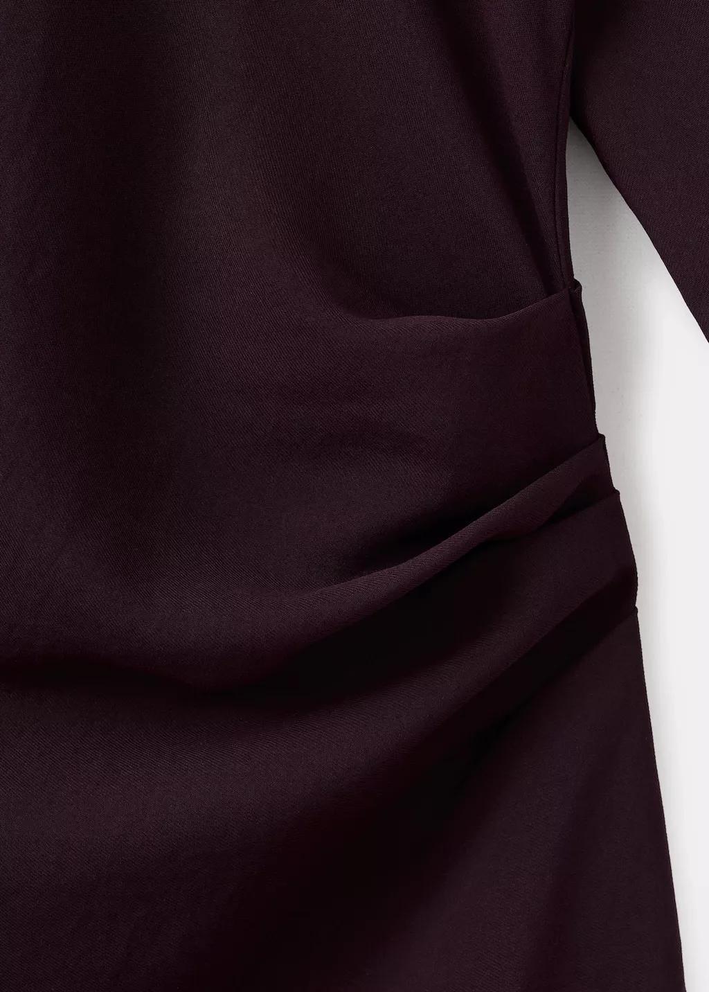 Red Boat-Neck Ruched Dress, Dark Red, large image number 5