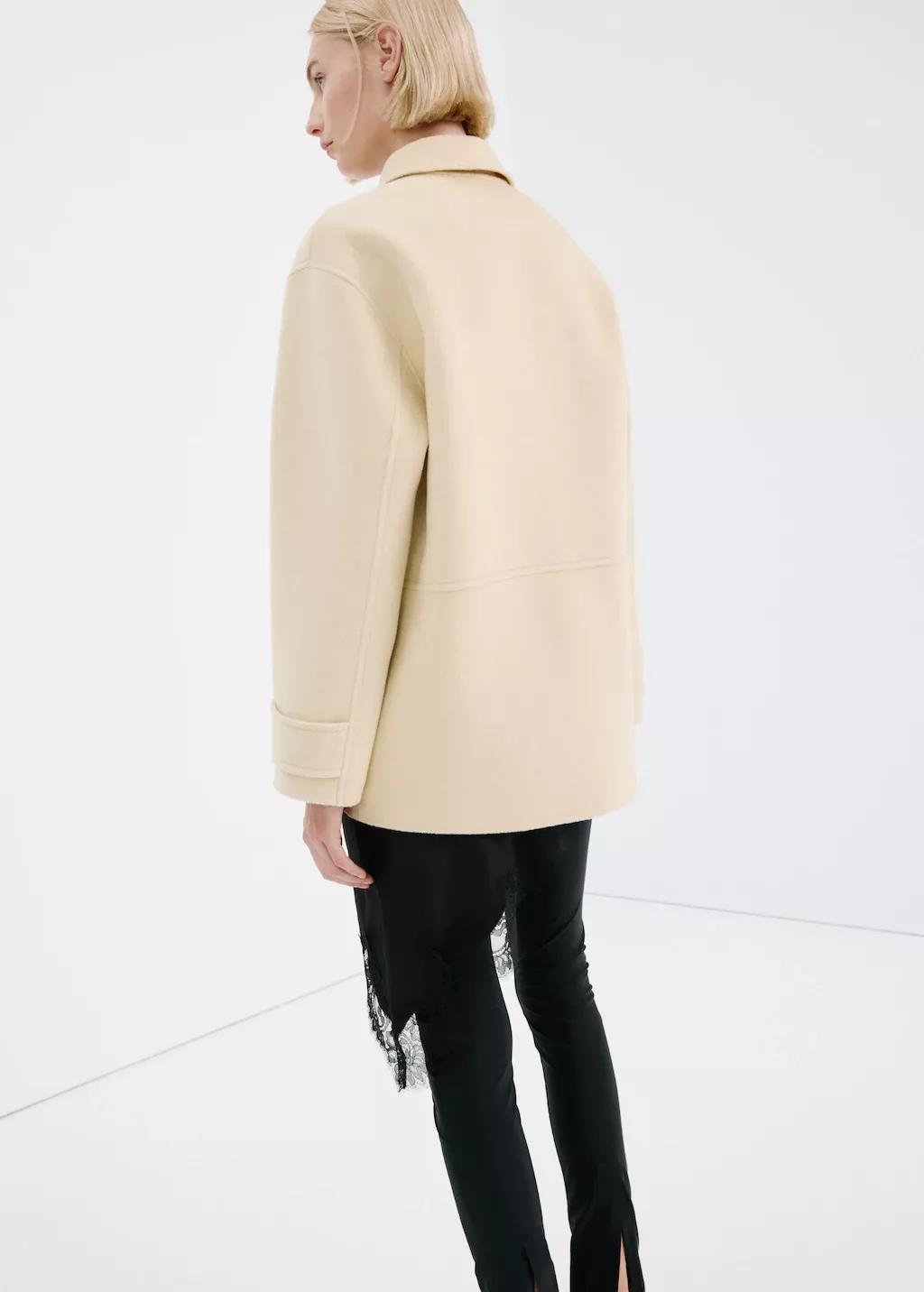 Cream Wool Jacket With Pockets, Yellow, large image number 2
