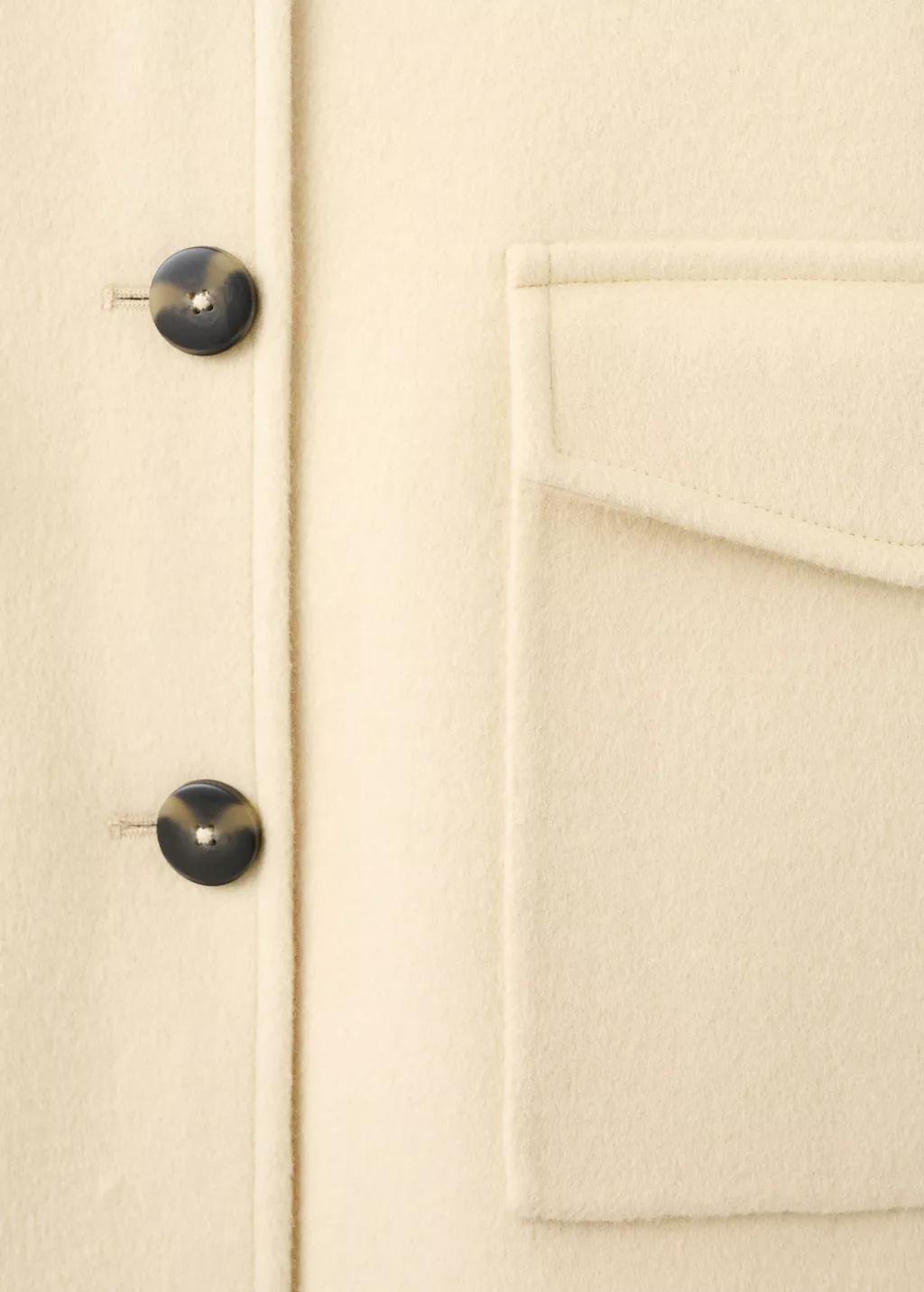 Cream Wool Jacket With Pockets, Yellow, large image number 5