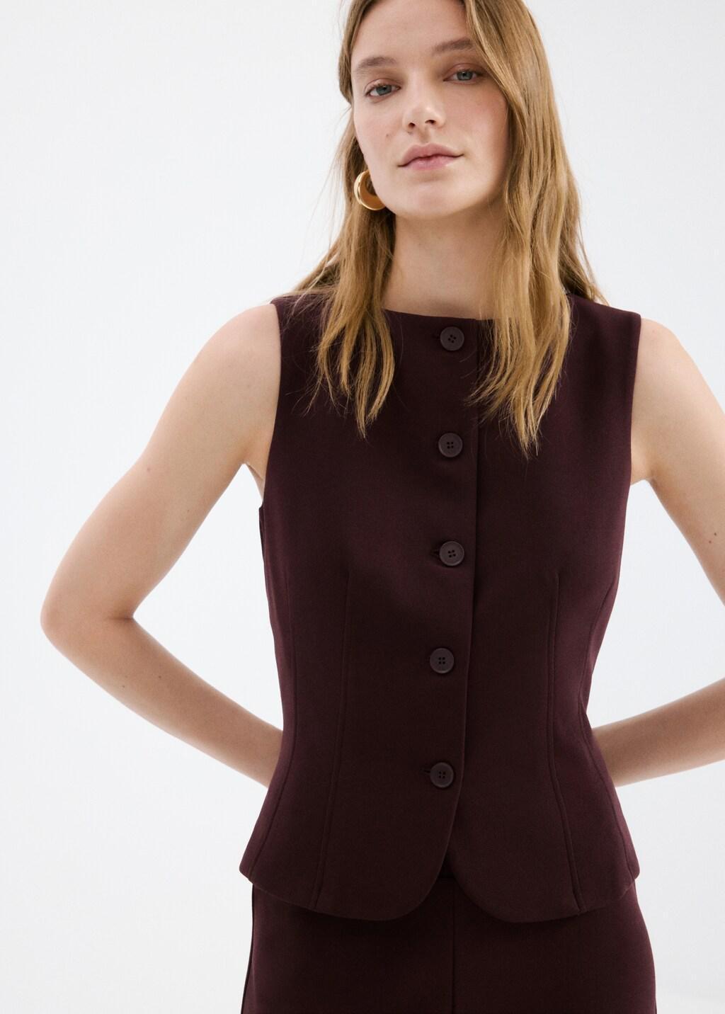 Red Suit Waistcoat With Buttons, 0201_78, large image number 3