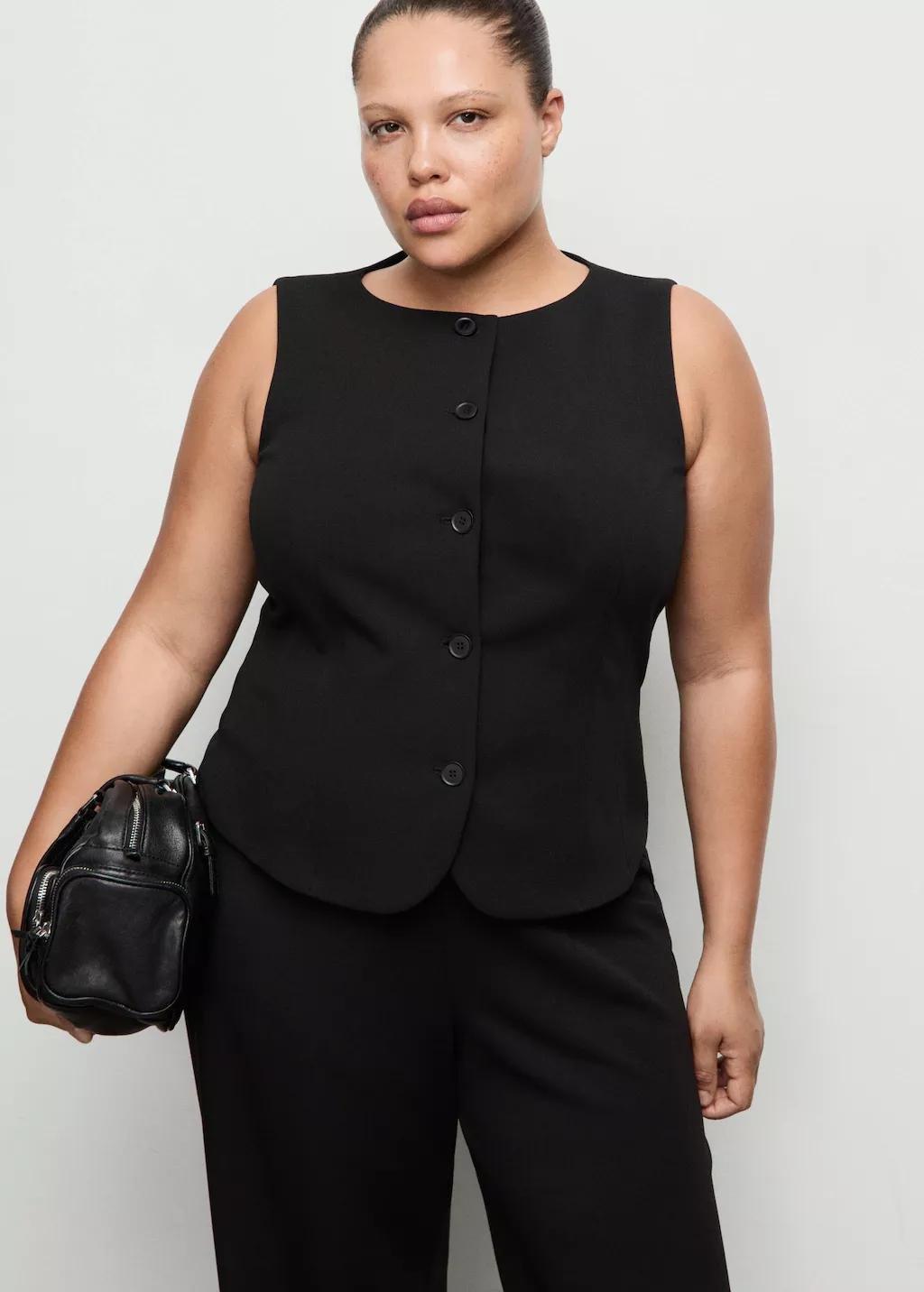 Black Suit Waistcoat With Buttons, 0201_99, large image number 6