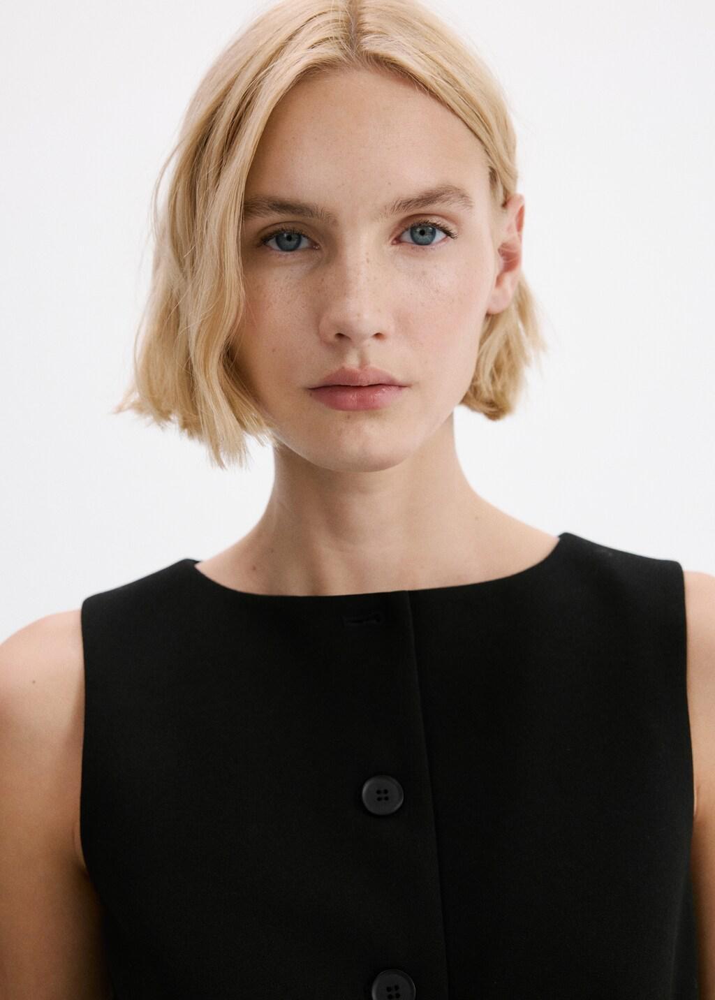 Black Suit Waistcoat With Buttons, 0201_99, large image number 7