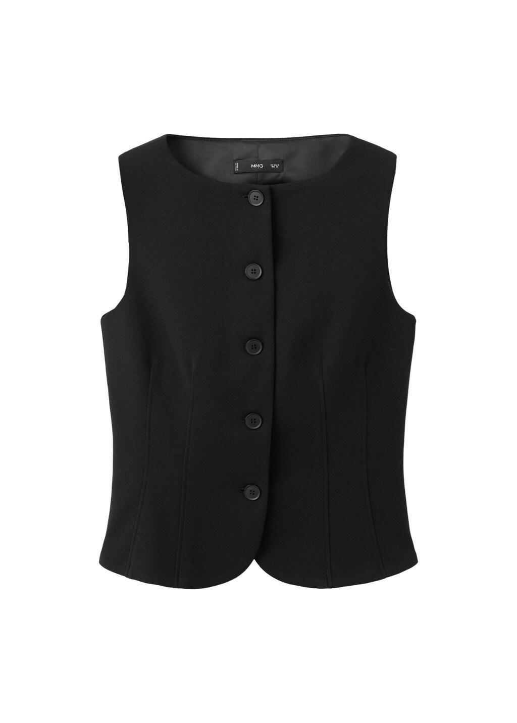 Black Suit Waistcoat With Buttons, 0201_99, large image number 8