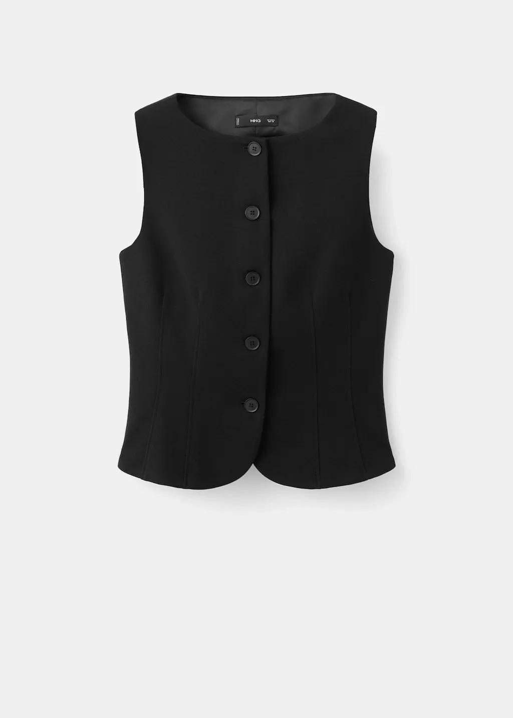 Black Suit Waistcoat With Buttons, 0201_99, large image number 9