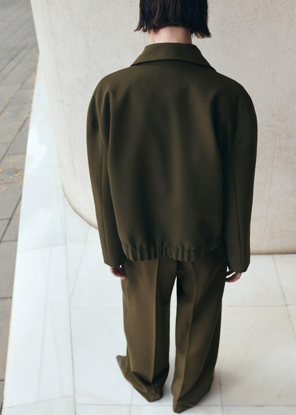 Khaki Bomber Jacket With Shirt Collar, 0201_37, large image number 2