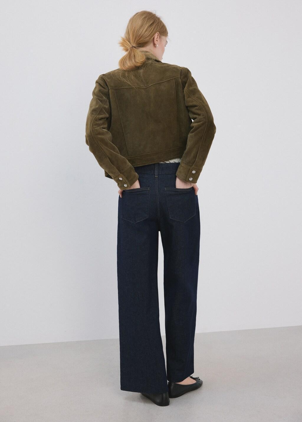 Blue High-Waisted Wide Leg Jeans With Stitching, Open Blue, large image number 2