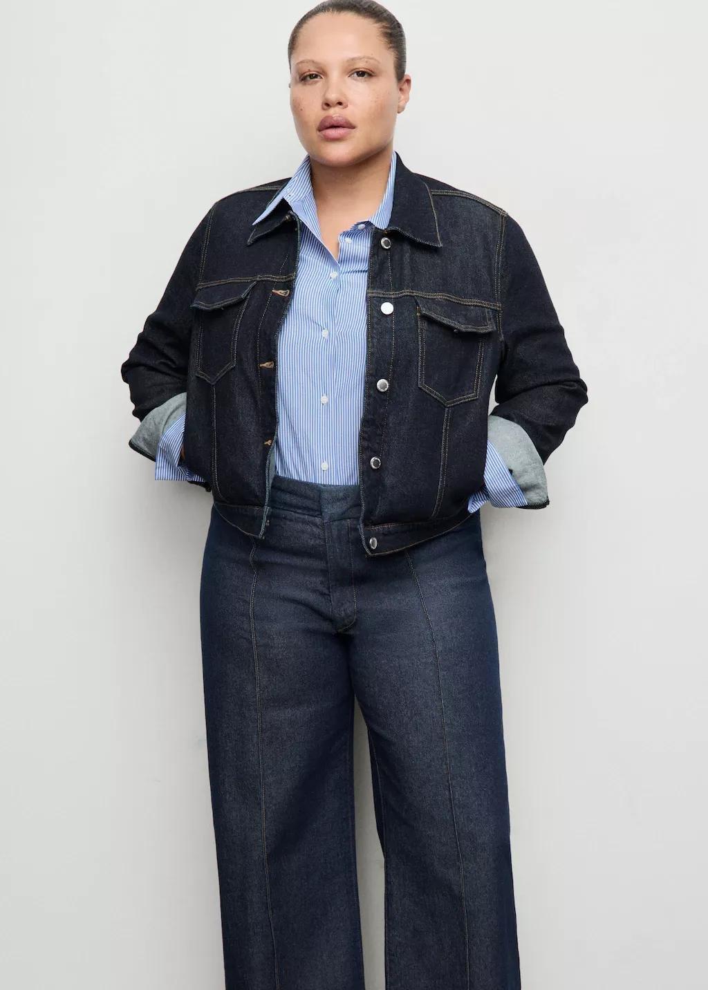 Blue High-Waisted Wide Leg Jeans With Stitching, Open Blue, large image number 6