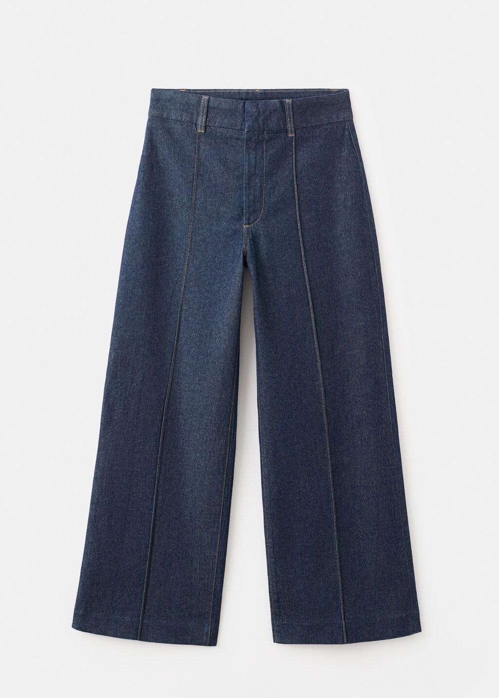 Blue High-Waisted Wide Leg Jeans With Stitching, Open Blue, large image number 9