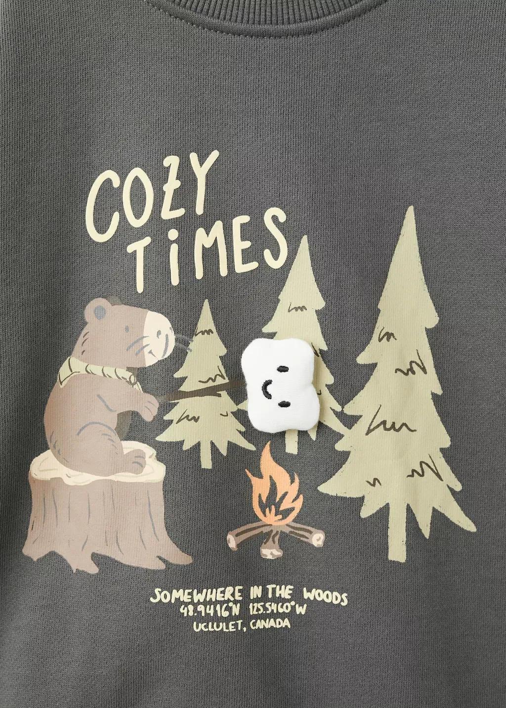 Grey Printed Cotton Sweatshirt, Charcoal, large image number 0