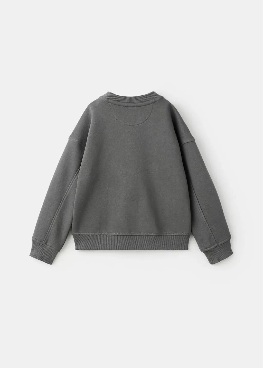 Grey Printed Cotton Sweatshirt, Charcoal, large image number 1